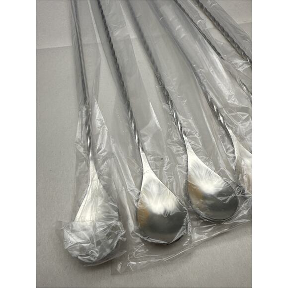 6 Pcs 15.7 In Cocktail Spoons, Stainless Steel Extra Long Bar Spoon Spiral Mixin - Picture 3 of 14